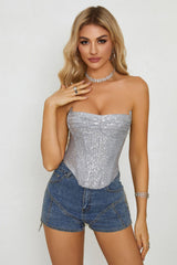 Sequin Strapless Bustier Top