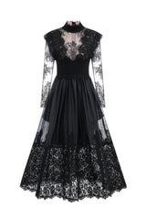 Jamie Black Floral Lace Stitching Dress | Dress In Beauty