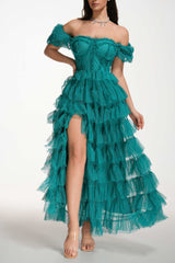 Lisette Ruffle Off Shoulder Gown