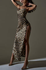 Smooth Zebra Print Backless Dress