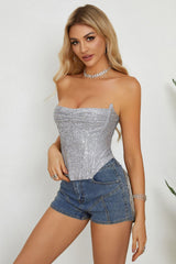 Sequin Strapless Bustier Top