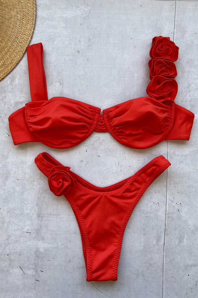 Push Up Flower Decoration Bikini Set | Dress In Beauty