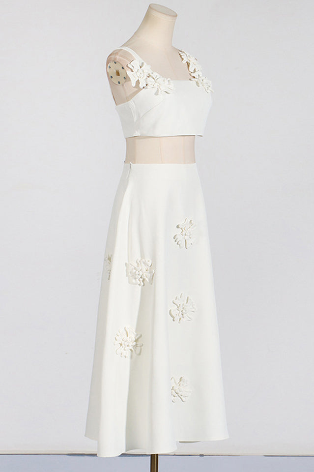 Floral Appliqué Crop Top & Skirt Set | Dress In Beauty