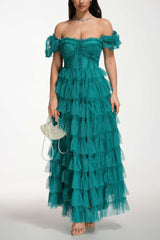 Lisette Ruffle Off Shoulder Gown