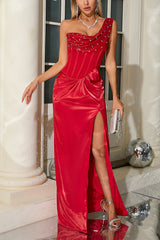 Minka Satin Red Bodycon Maxi Dress