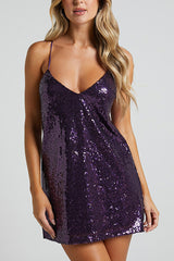 Spaghetti Strap Sequin Mini Dress