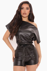 PU Leather Romper