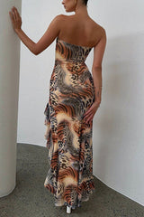 Animal Print Cut-Out Detailed Maxi Dress