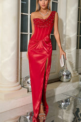 Minka Satin Red Bodycon Maxi Dress