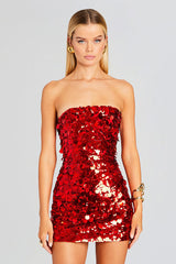 Stergiani Sequin Strapless Mini Red Dress | Dress In Beauty