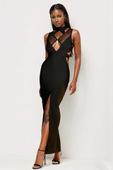 Simone Black Bandage Long Dress