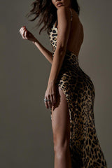 Smooth Zebra Print Backless Dress