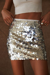 Disc Sequin Mini Skirt