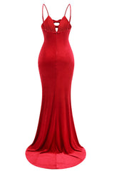 Baptiste Red Bow Velvet Maxi Dress