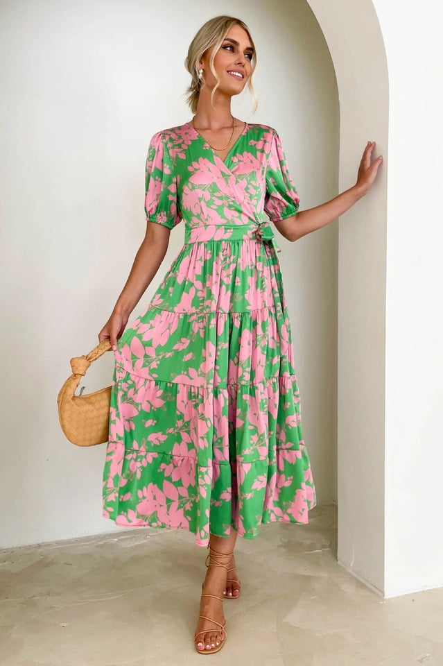 Floral Tiered Surplice Dress | Dress In Beauty