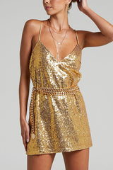 Spaghetti Strap Sequin Mini Dress