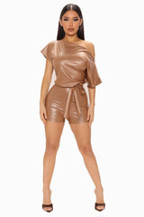 PU Leather Romper