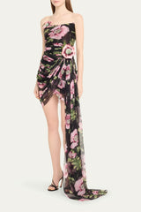 Floral Printed Strapless Draped Mini Dress | Dress In Beauty