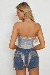 Sequin Strapless Bustier Top