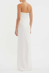 Pearl Embellished Strapless Gown