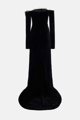 Duchesse Bows Off Shoulder Velvet Gown