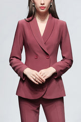 Lace Up Belt Waist Blazer Pants Suit