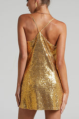 Spaghetti Strap Sequin Mini Dress