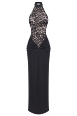 Janice Halterneck Lace Floral Maxi Dress