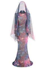 Sparkly Rhinestones Dress With Scarf