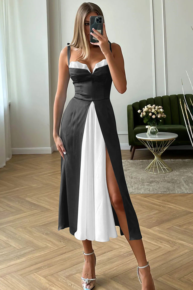 High Waist Satin Wrap Dress | Dress In Beauty