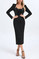 Melissa Long Sleeve Sequin Midi Dress