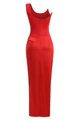 Minka Satin Red Bodycon Maxi Dress