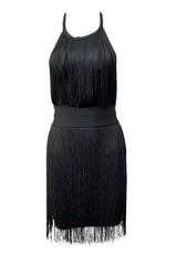 Halter Neck Backless Fringed Mini Dress