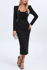 Melissa Long Sleeve Sequin Midi Dress