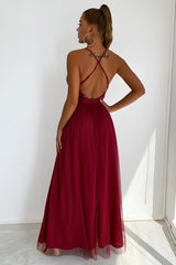 Sequined Backless Tulle Evening Prom