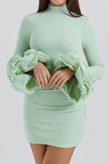 Camilla Pistachio Ruffle Cuff Mini Dress