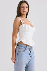 Gigou White Ruffled Cotton Bra | Dress In Beauty