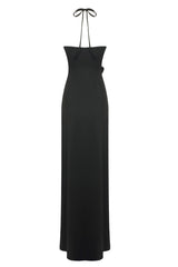 Halter Neck Cutout Ruched Maxi Dress