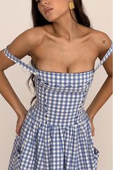 Vivien Regatta Blue Gingham Midi Sundress | Dress In Beauty