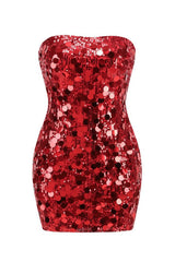 Stergiani Sequin Strapless Mini Red Dress | Dress In Beauty