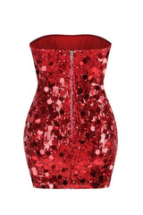 Stergiani Sequin Strapless Mini Red Dress | Dress In Beauty