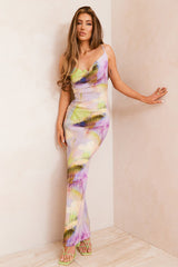 Multi Watercolor Plisse Strappy Maxi Dress | Dress In Beauty