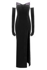 Strapless Embellished Maxi Velvet Dress | Dress In Beauty