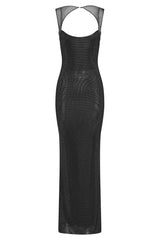 Rhinestone Bodycon Backless Maxi Dress