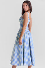 Vivien Regatta Blue Gingham Midi Sundress | Dress In Beauty