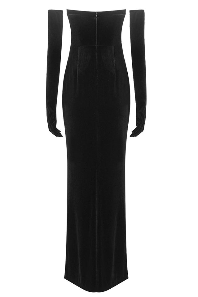 Strapless Embellished Maxi Velvet Dress | Dress In Beauty