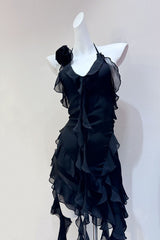 Rosalyn Black Flower Dress