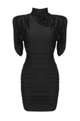 Rose-appliqué Ruched Jersey Minidress | Dress In Beauty