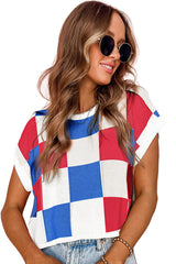 Color Block Cap Sleeve Sweater