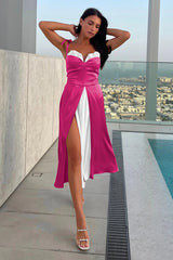 High Waist Satin Wrap Dress | Dress In Beauty